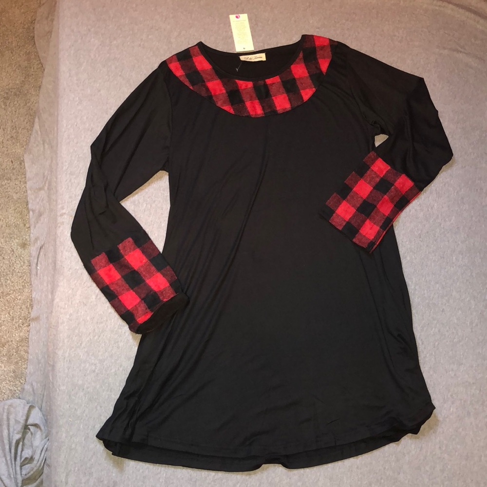Plaid detail dress